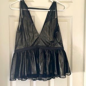 NEW Express Black Gold Lace Peplum Top